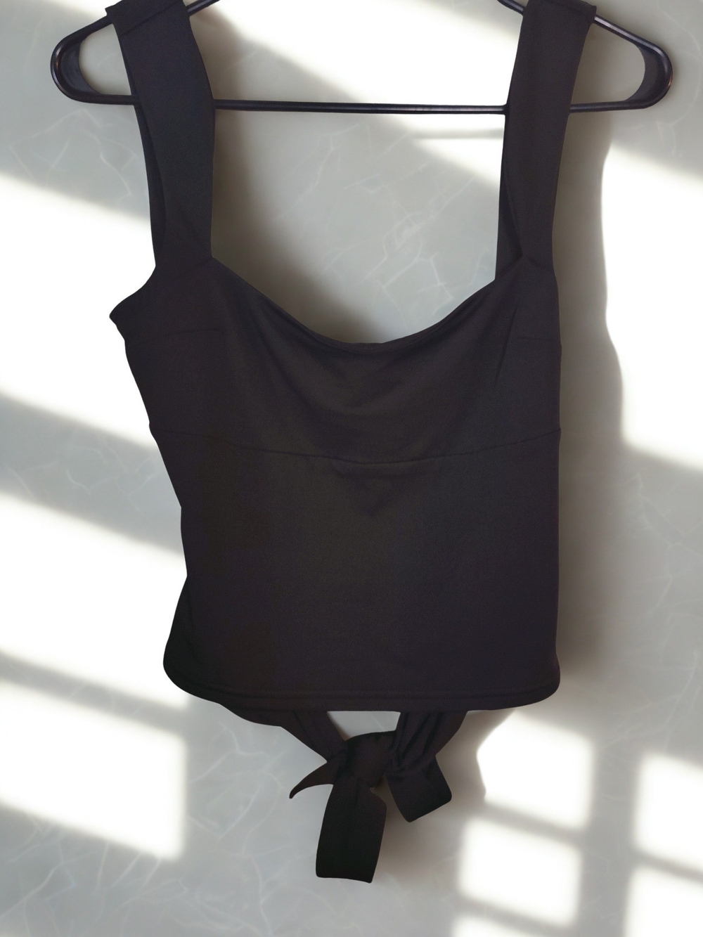 PrincessPolly  Imelda Black Tie-Back Square Neck Tank Top